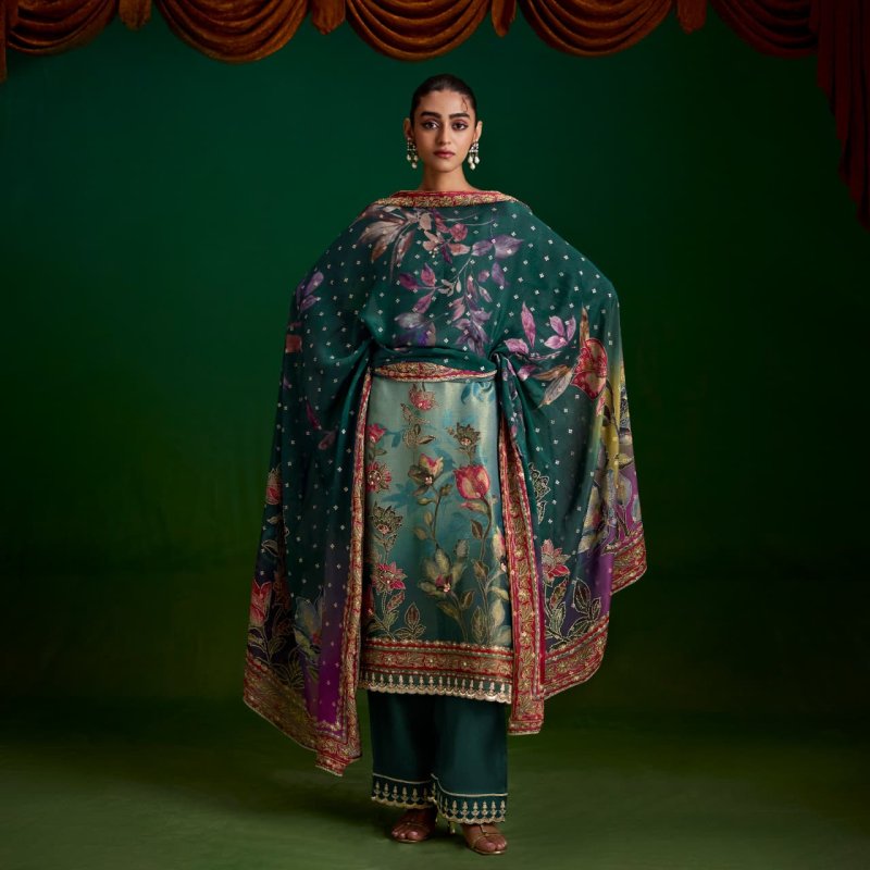 Sufi By Kimora Sohni Zari Silk Printed Hand Work Salwar Suits 